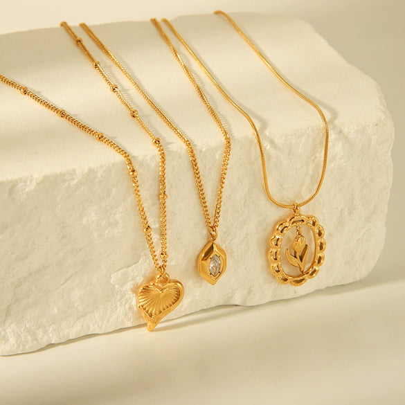 Wholesale Titanium Steel Geometric Zircon Necklace For Women