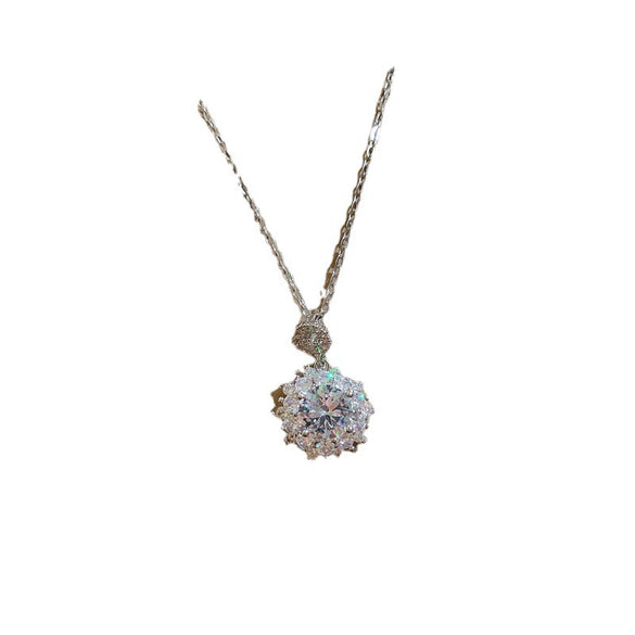 Wholesale Titanium Steel Geometric Zircon Pendant Necklace With Cartoon Style And Electroplating Process