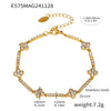 Wholesale 316L Stainless Steel Gimmel Fourleaf Flower Handmade Zircon Bracelet With Geometric Pattern Pvd Plated Real Gold Colorfree Unisex Jewelry