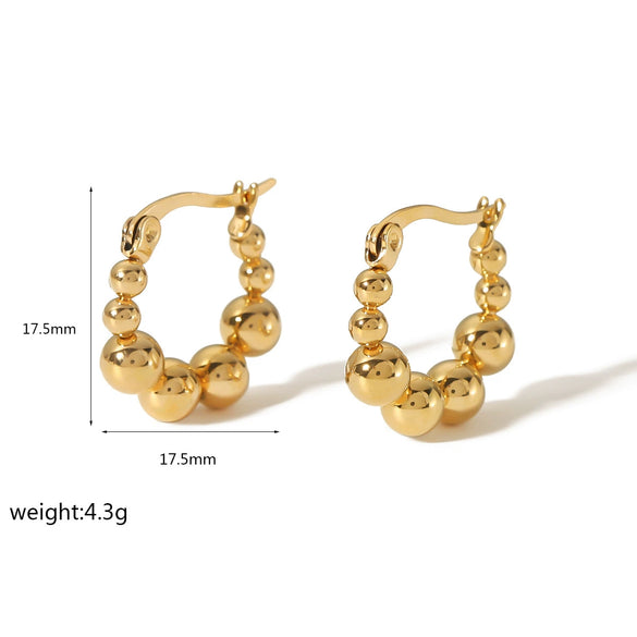 Wholesale Titanium Steel Gold Beads Geometric Shape Electroplated Women's Ear Stud Earrings