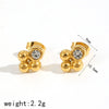 Wholesale Titanium Steel Gold Beads Geometric Shape Electroplated Women's Ear Stud Earrings