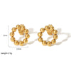 Wholesale Titanium Steel Gold Beads Geometric Shape Electroplated Women's Ear Stud Earrings