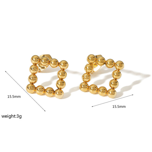 Wholesale Titanium Steel Gold Beads Geometric Shape Electroplated Women's Ear Stud Earrings