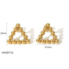 Wholesale Titanium Steel Gold Beads Geometric Shape Electroplated Women's Ear Stud Earrings