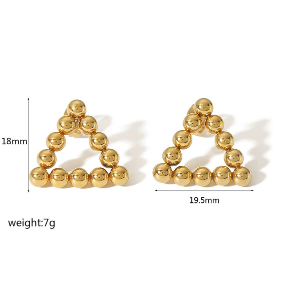Wholesale Titanium Steel Gold Beads Geometric Shape Electroplated Women's Ear Stud Earrings