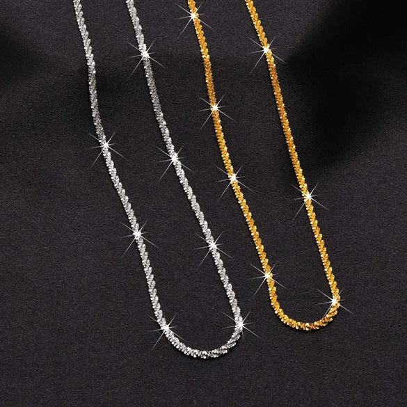 Wholesale Titanium Steel Gold Plated Cauliflower Chain Starry Sparkling Punk Style Necklace With Plain Pendant And Clavicle Chain