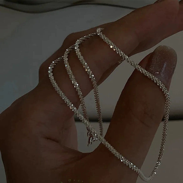 Wholesale Titanium Steel Gold Plated Cauliflower Chain Starry Sparkling Punk Style Necklace With Plain Pendant And Clavicle Chain