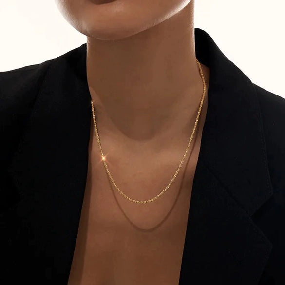 Wholesale Titanium Steel Gold Plated Cauliflower Chain Starry Sparkling Punk Style Necklace With Plain Pendant And Clavicle Chain