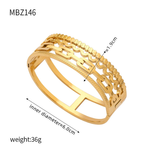 Wholesale 316L Stainless Steel Gold Plated Diamond Hollow Bracelet Jewelry With Retro Fashion Personality Design