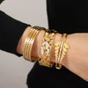 Wholesale 316L Stainless Steel Gold Plated Diamond Hollow Bracelet Jewelry With Retro Fashion Personality Design