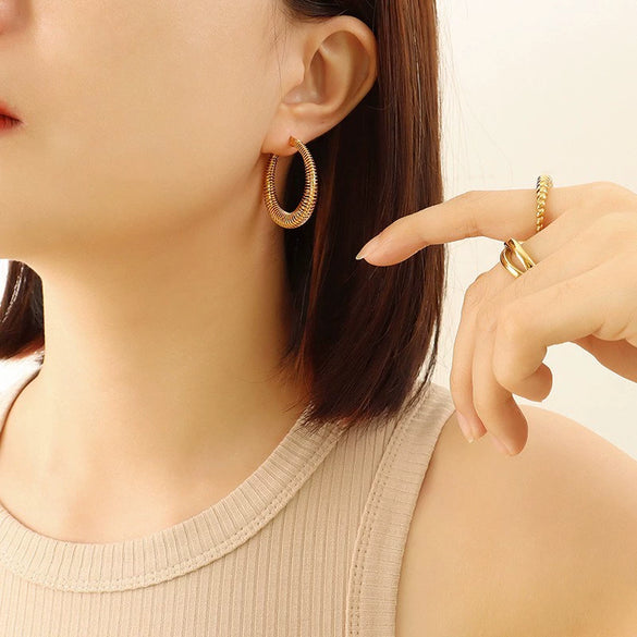 Wholesale 316L Stainless Steel Gold Plated Electroplated Geometric Earrings For Women