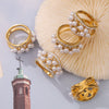 Wholesale 316L Stainless Steel Gold Plated Geometric Beads Inlaid Ring