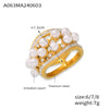 Wholesale 316L Stainless Steel Gold Plated Geometric Beads Inlaid Ring