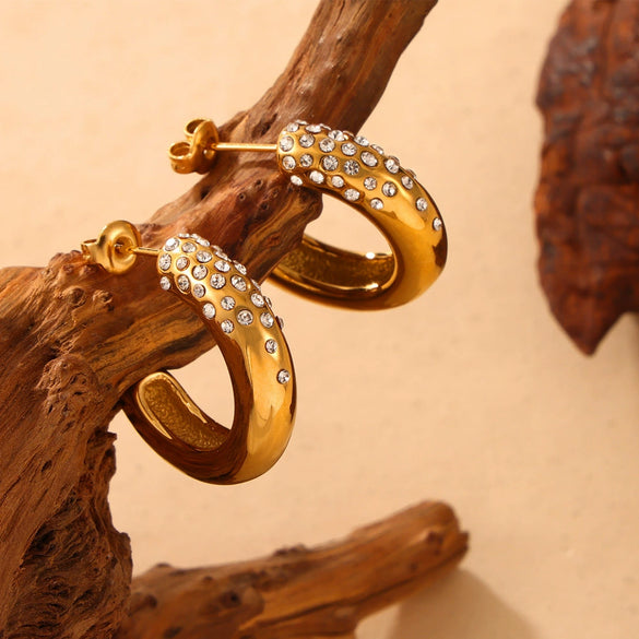 Wholesale Titanium Steel Gold Plated Geometric Cshaped Earrings For Women