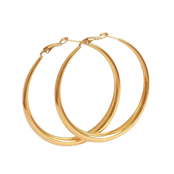 Wholesale 316L Stainless Steel Gold Plated Geometric Hollow Big Circle Earrings For Women