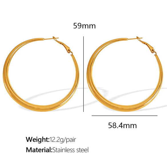 Wholesale 316L Stainless Steel Gold Plated Geometric Hollow Big Circle Earrings For Women