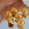 Wholesale 316L Stainless Steel Gold Plated Geometric Irregular Vertical Stripe Pattern Earrings Niche Design