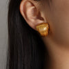 Wholesale 316L Stainless Steel Gold Plated Geometric Irregular Vertical Stripe Pattern Earrings Niche Design