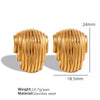 Wholesale 316L Stainless Steel Gold Plated Geometric Irregular Vertical Stripe Pattern Earrings Niche Design