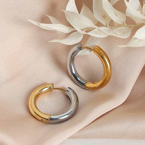 Wholesale 316L Stainless Steel Gold Plated Geometric Niche Style Circle Earrings For Women