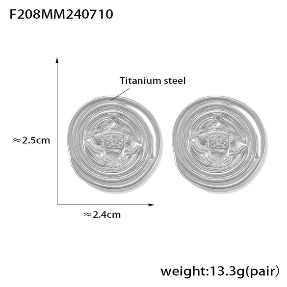 Wholesale 316L Stainless Steel Gold Plated Geometric Pattern Earrings For Women With Simple Personality Style