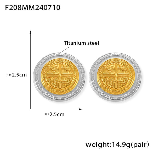 Wholesale 316L Stainless Steel Gold Plated Geometric Pattern Earrings For Women With Simple Personality Style