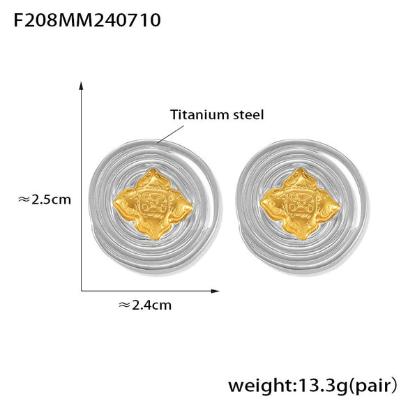Wholesale 316L Stainless Steel Gold Plated Geometric Pattern Earrings For Women With Simple Personality Style