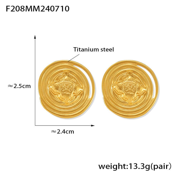Wholesale 316L Stainless Steel Gold Plated Geometric Pattern Earrings For Women With Simple Personality Style