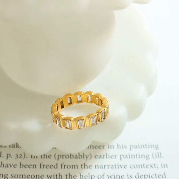 Wholesale 316L Stainless Steel Gold Plated Geometric Ring Light Luxury Jewelry