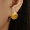 Wholesale 316L Stainless Steel Gold Plated Geometric Round Water Ripple Earrings For Women