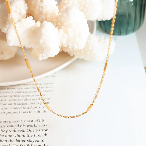 Wholesale 316L Stainless Steel Gold Plated Geometric Style Stitching Necklace For Women