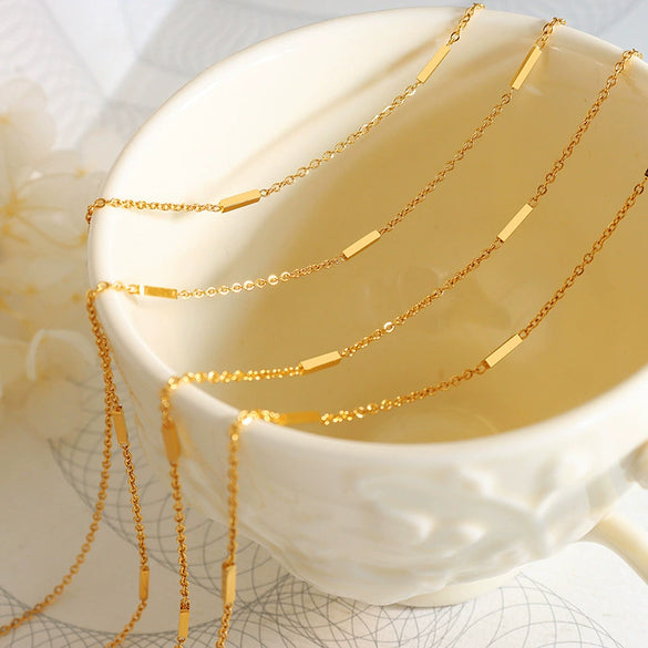 Wholesale 316L Stainless Steel Gold Plated Geometric Style Stitching Necklace For Women