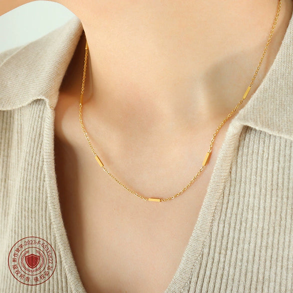 Wholesale 316L Stainless Steel Gold Plated Geometric Style Stitching Necklace For Women