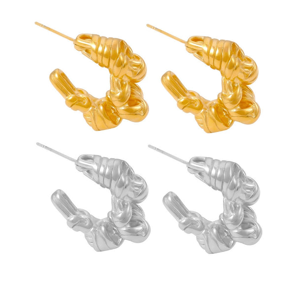 Wholesale 316L Stainless Steel Gold Plated Geometric U Shaped Twist Winding Earrings