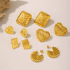 Wholesale Titanium Steel Gold Plated Geometric Vertical Stripe Love Shape Earrings For Women