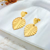 Wholesale Titanium Steel Gold Plated Leaves Retro Earrings For Women Fashion Exaggerated Style