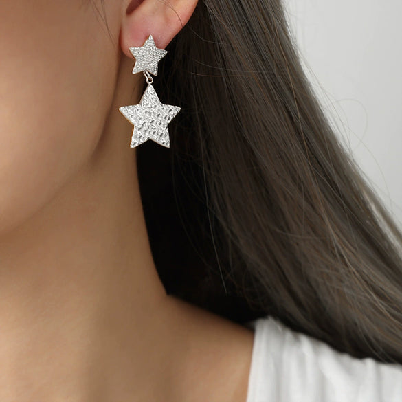 Wholesale 316L Stainless Steel Gold Plated Love Star Pendant Earrings Jewelry With Electroplating Treatment Heart And Star Patterns For Women