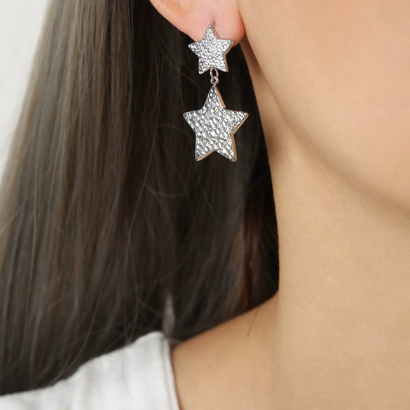 Wholesale 316L Stainless Steel Gold Plated Love Star Pendant Earrings Jewelry With Electroplating Treatment Heart And Star Patterns For Women