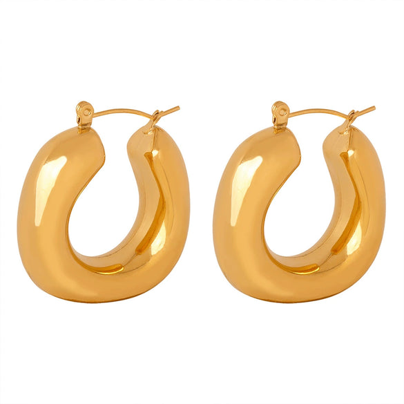 Wholesale 316L Stainless Steel Gold Plated U Shaped Geometric Earrings For Women Simple Fashion Jewelry