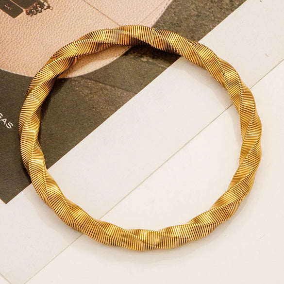Wholesale Titanium Steel Gold Plated Wire Mesh Cshaped Adjustable Stainless Steel Bracelet For Men And Women