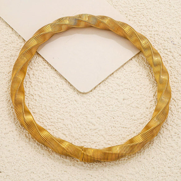 Wholesale Titanium Steel Gold Plated Wire Mesh Cshaped Adjustable Stainless Steel Bracelet For Men And Women