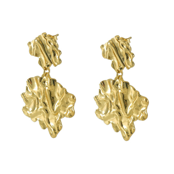 Wholesale Titanium Steel Golden Earrings High Sense Geometric Design Electroplated For Women