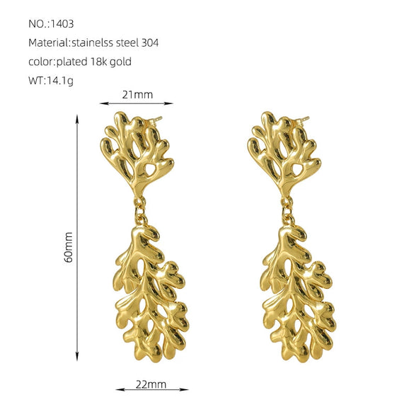 Wholesale Titanium Steel Golden Earrings High Sense Geometric Design Electroplated For Women