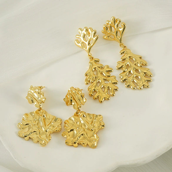 Wholesale Titanium Steel Golden Earrings High Sense Geometric Design Electroplated For Women
