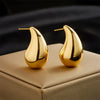 Wholesale Titanium Steel Golden Water Drop Earrings With Geometric Pattern Niche Design Electroplating Treatment For Women