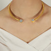 Wholesale 316L Stainless Steel Goldplated Bladeshaped Geometric Collar Jewelry Fashion Design