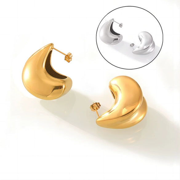 Wholesale 316L Stainless Steel Goldplated Doublelayer Dropshaped Geometric Stitching Earrings For Women