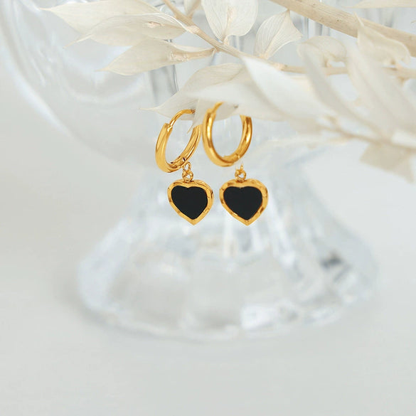 Wholesale 316L Stainless Steel Goldplated Dripping Oil Peach Heart Earrings For Women Fashion Light Luxury Style