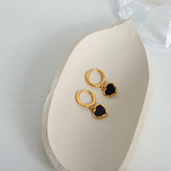 Wholesale 316L Stainless Steel Goldplated Dripping Oil Peach Heart Earrings For Women Fashion Light Luxury Style