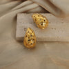 Wholesale 316L Stainless Steel Goldplated Dropshaped Hollow Stud Earrings Fashion Design Jewelry Unisex